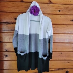 Color Block Open Cardigan